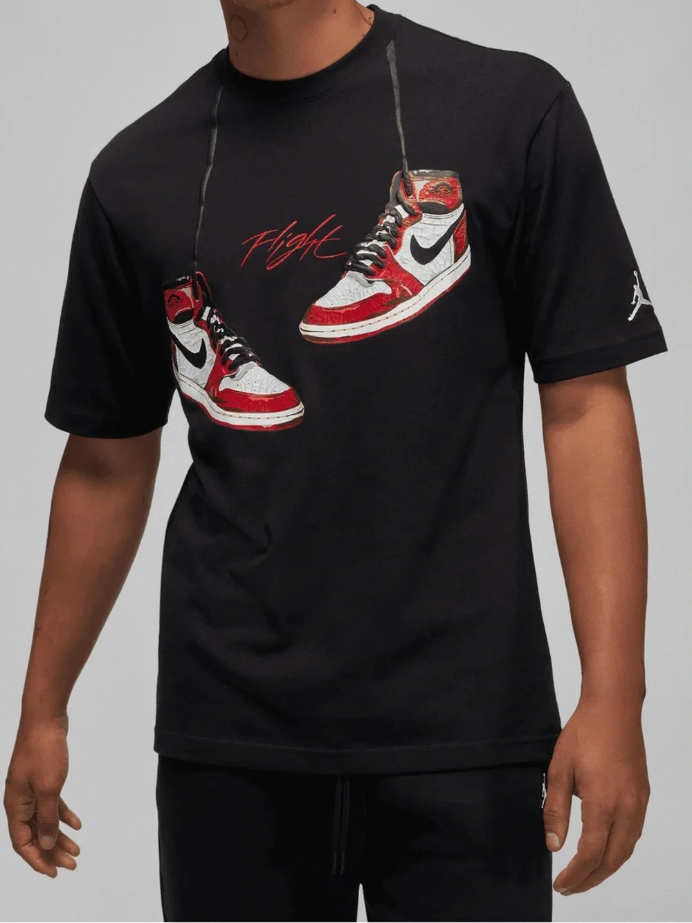 Jordan 1985 Chicago Retro 1 OG Men's T-Shirt FD0536-010 Black Size L Dead-stock